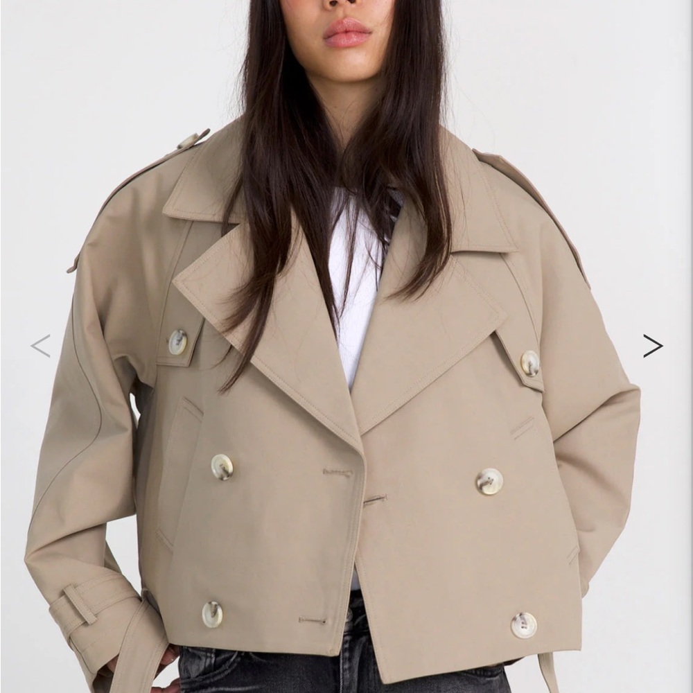 Meotine bobby canvas cropped trench jacket beige